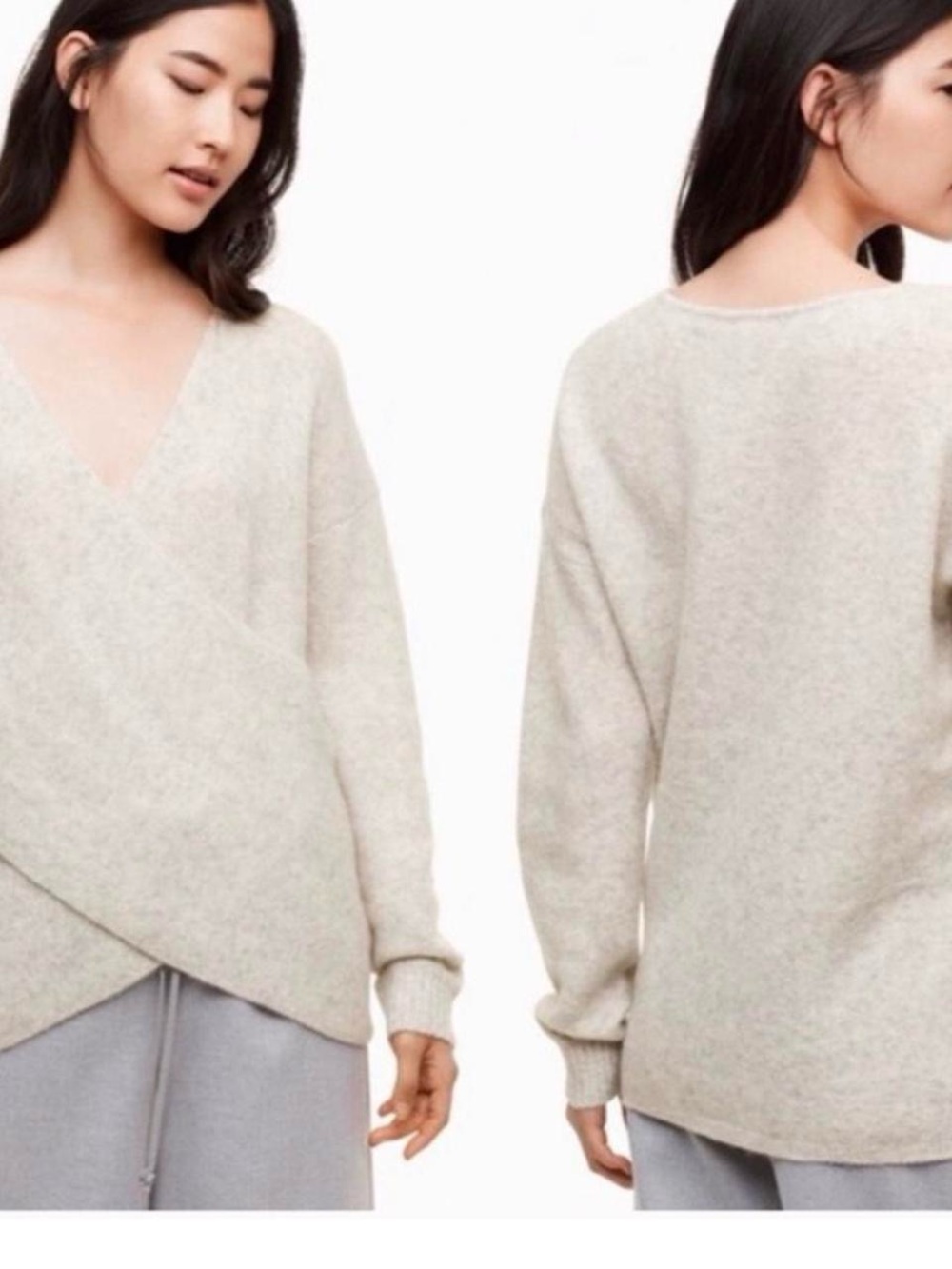 Aritzia Babaton Bandini Wool Blend Wrap Sweater XS heather grey